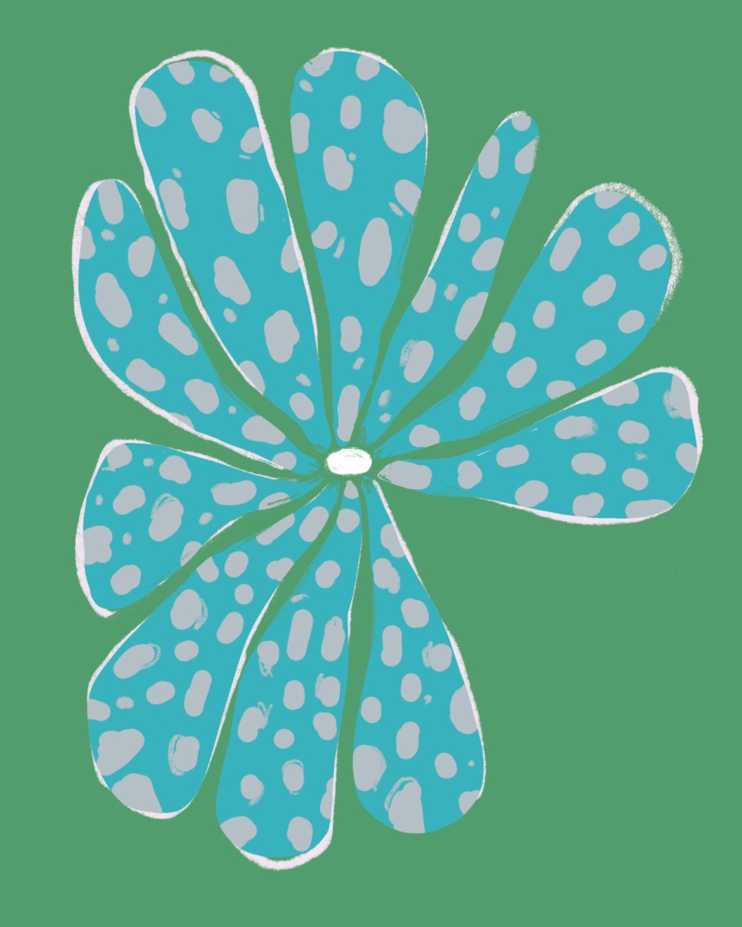 "Turquoise Flower on Green” Art Print