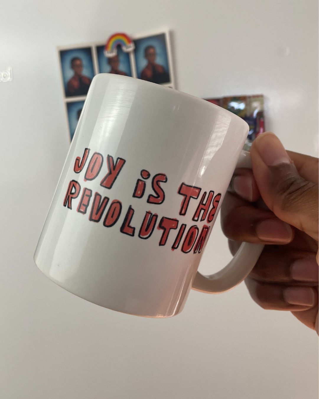 "Joy Is The Revolution" white glossy mug