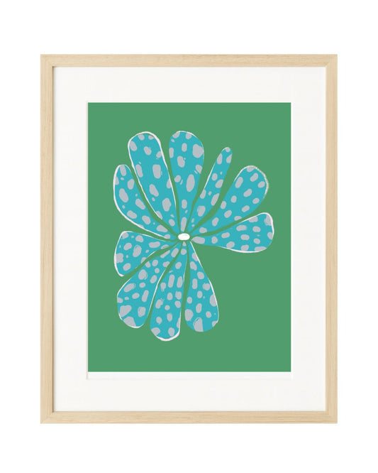 "Turquoise Flower on Green” Art Print
