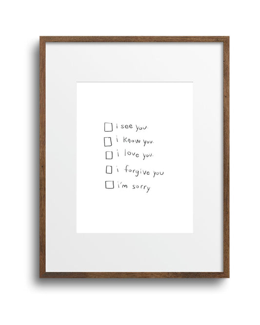 PREORDER "A Checklist From the Heart" Art Print