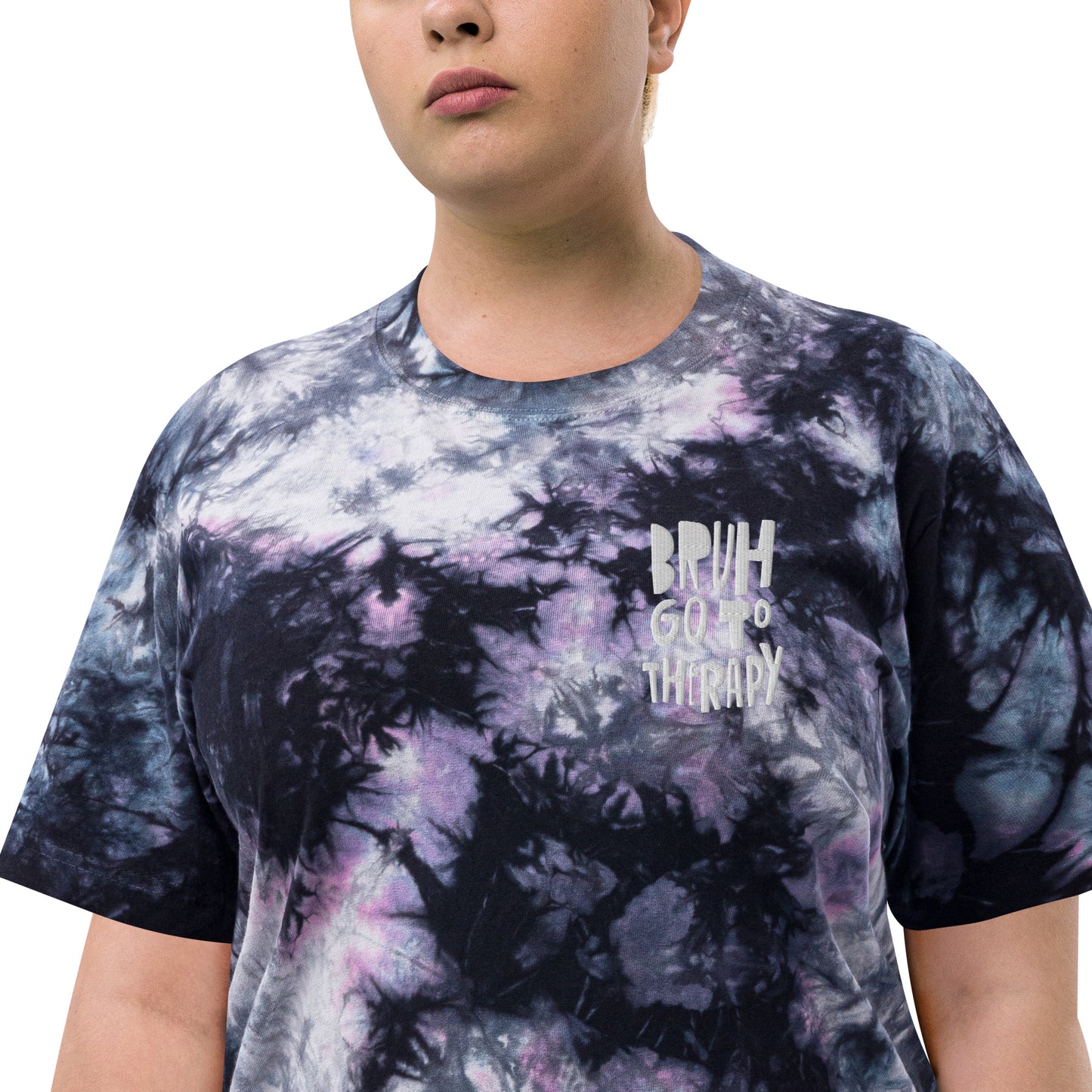 "Bruh Go To Therapy" Oversized Tie-Dye Tee